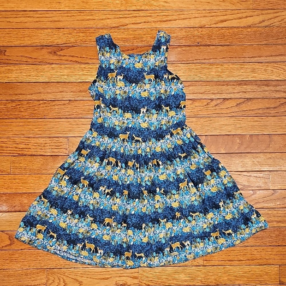 American Girl Deer Print Girl's Dress, size 10, EUC Kaya Collection